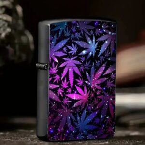 Black, Galaxy, Cannabis Leaf Zippo Lighter Case