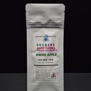 Green Apple: Suckerz Hard Candy Infused Lollipops 100mg Coastal Remedies