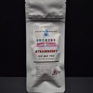 Strawberry: Suckerz Hard Candy Infused Lollipops 100mg Coastal Remedies