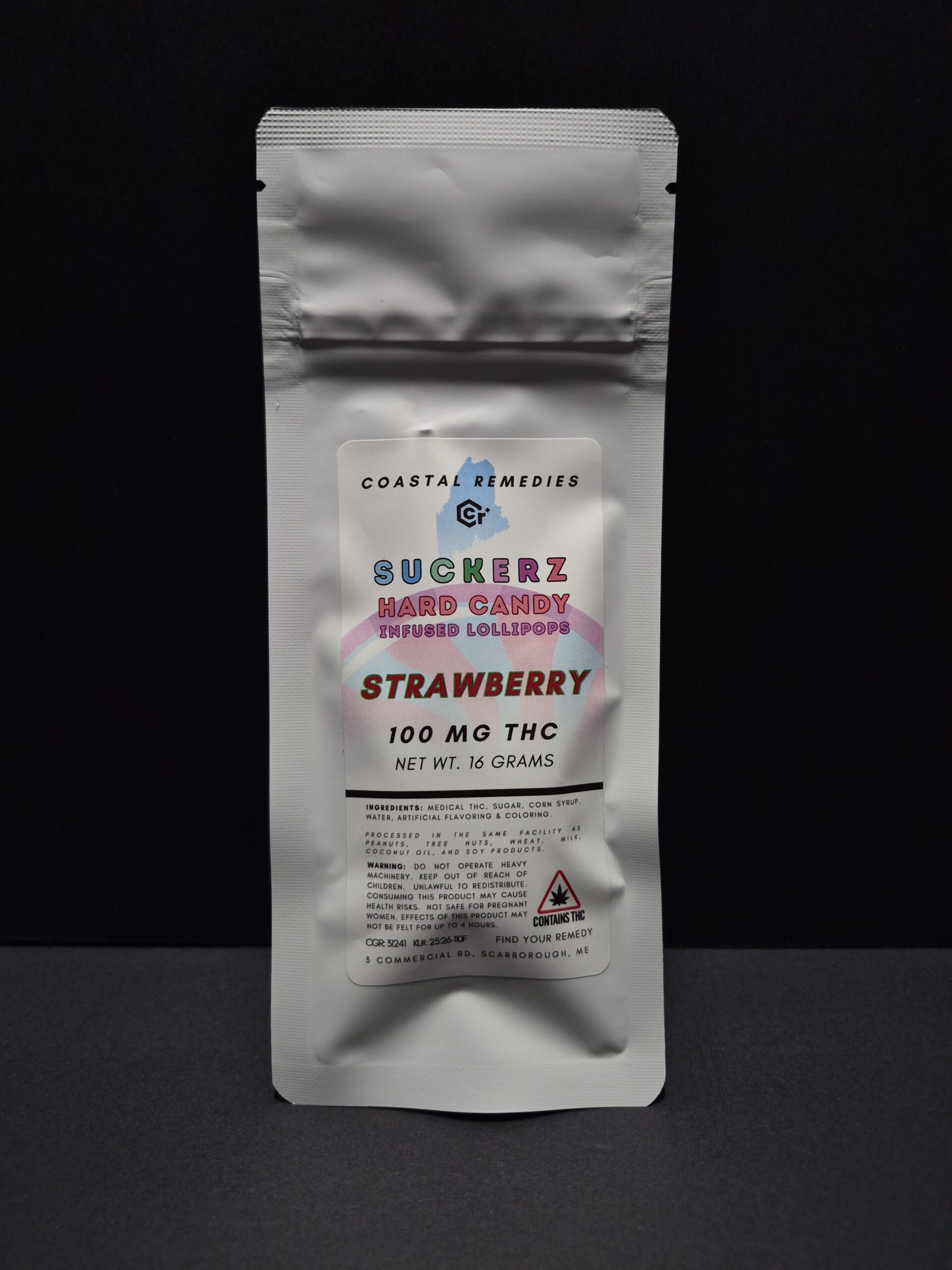 Strawberry: Suckerz Hard Candy Infused Lollipops 100mg Coastal Remedies