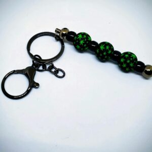 Key Ring-3" Black Zinc Alloy Bar HD, Soft Silicone Beads, Black Spacers, & Hook