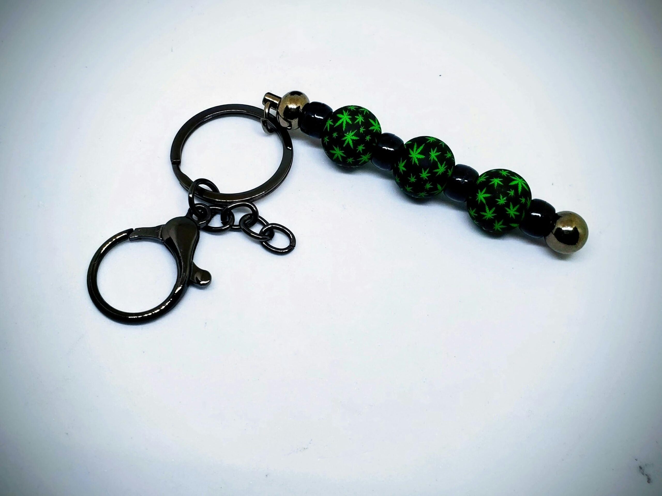 Key Ring-3" Black Zinc Alloy Bar HD, Soft Silicone Beads, Black Spacers, & Hook